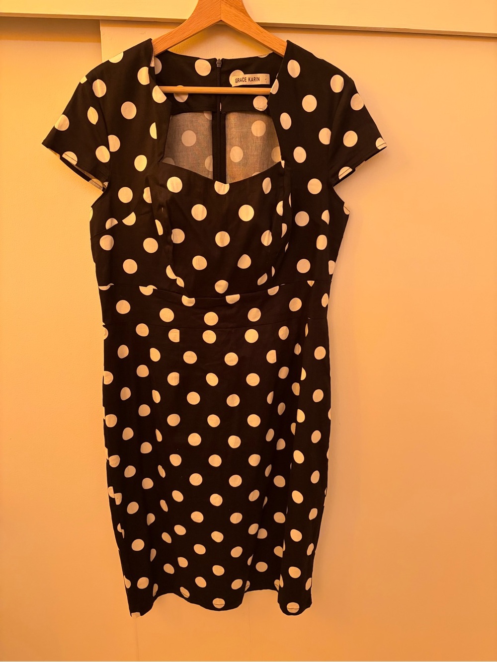 Grace Karin Black and White Polka Dot Sweetheart Dress